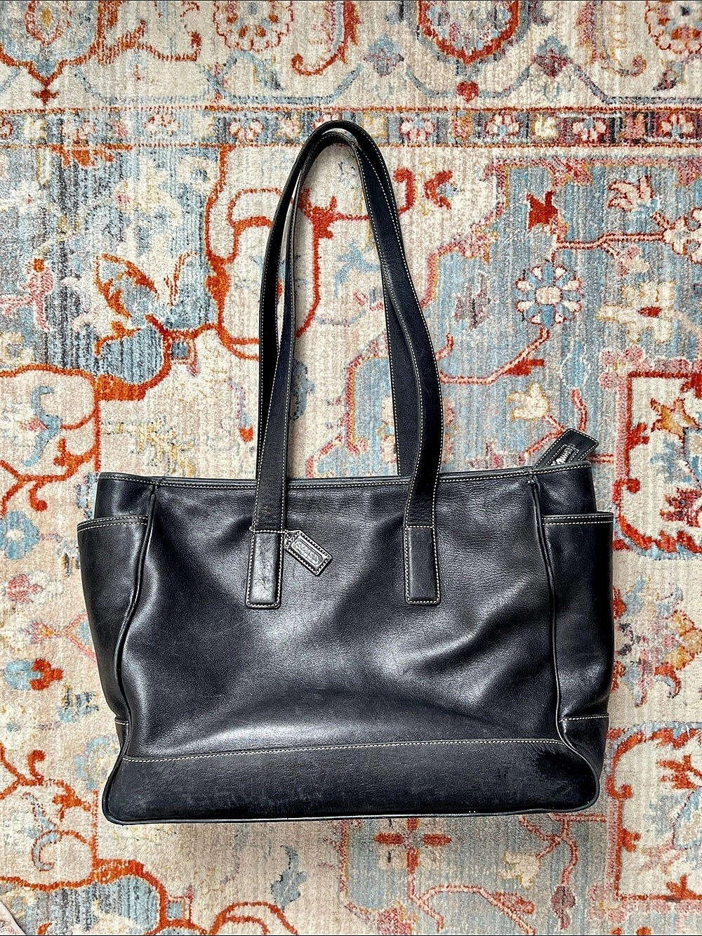 Coach Hampton Carryall Tote in Black Leather
